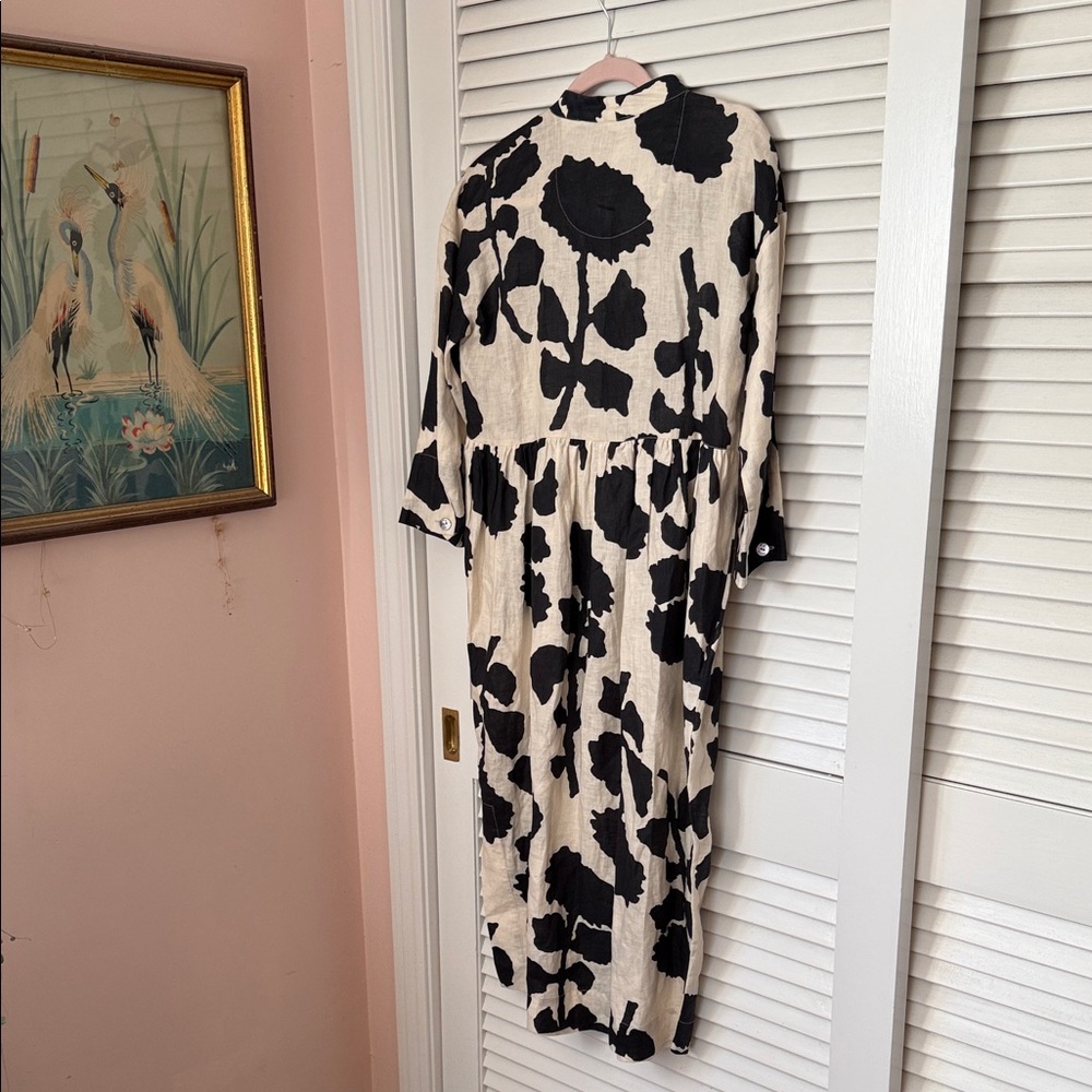 Bitte Kai Rand Black and Cream Peony Patterned Linen Dress - XS - Picture 13 of 16